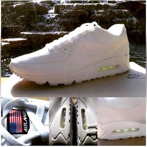 NIKE AIR MAX 90 HYP HYPERFUSE QS "USA" Pack WHITE-WHITE SZ 12 RARE! 613841-110